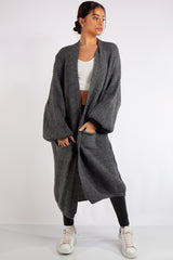 Yara Charcoal Grey Knit Long Cardigan