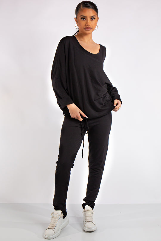 Isabella Black Jersey 3 Piece Loungewear Set