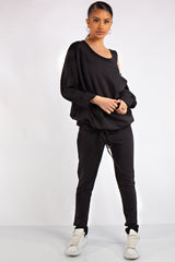 Isabella Black Jersey 3 Piece Loungewear Set
