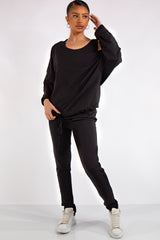 Isabella Black Jersey 3 Piece Loungewear Set