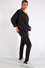 Isabella Black Jersey 3 Piece Loungewear Set