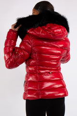 Emma Red Padded High Shine Puffer Coat