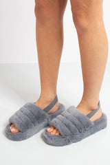 Juliet Grey Fluffy Slippers