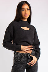 Mia Black 2 in 1 Knitted Jumper 