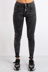 Sophia Black Acid Wash Denim Skinny Jeans