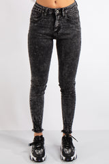 Sophia Black Acid Wash Denim Skinny Jeans