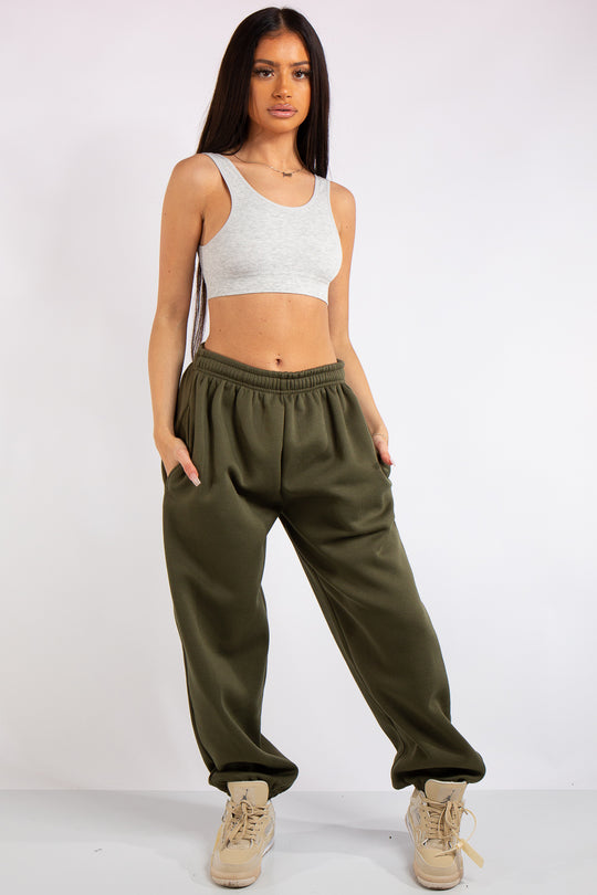 Brylee Khaki Basic Casual Joggers