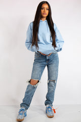 Victoria Blue Oversized Drawstring Hoodie