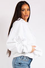 Victoria White Oversized Drawstring Hoodie