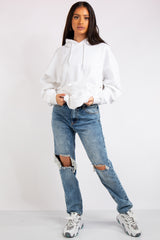 Victoria White Oversized Drawstring Hoodie