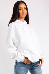 Victoria White Oversized Drawstring Hoodie