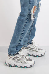 Mila White Designer Inspired Lace Up Chunky Trainers