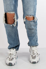 Mila White Designer Inspired Lace Up Chunky Trainers