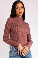 Zara Pink Knitted High Neck Top