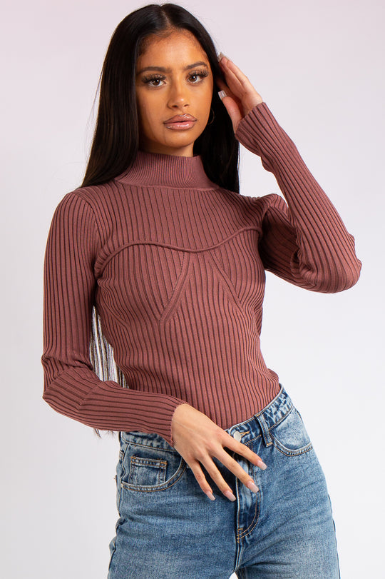 Zara Pink Knitted High Neck Top
