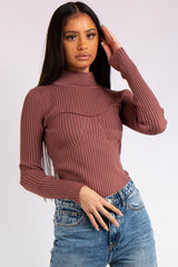 Zara Pink Knitted High Neck Top