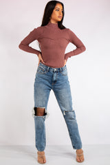 Zara Pink Knitted High Neck Top