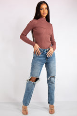 Zara Pink Knitted High Neck Top