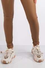 Mila Beige Designer Inspired Lace Up Chunky Trainers