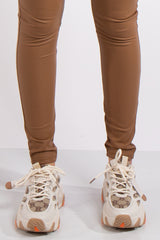 Mila Beige Designer Inspired Lace Up Chunky Trainers