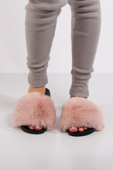Natalie Pink Faux Fur Slider