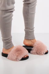 Natalie Pink Faux Fur Slider