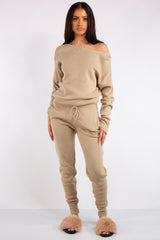 Madison Stone Off Shoulder Knit Loungewear Set