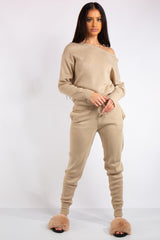 Madison Stone Off Shoulder Knit Loungewear Set