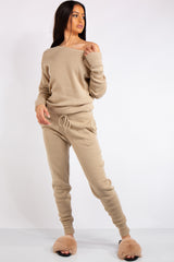 Madison Stone Off Shoulder Knit Loungewear Set