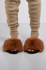 Natalie Camel Faux Fur Slider