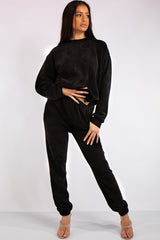 Charlotte Black Chenille Corduroy Tracksuit
