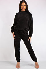 Charlotte Black Chenille Corduroy Tracksuit