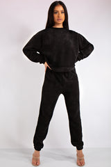 Charlotte Black Chenille Corduroy Tracksuit