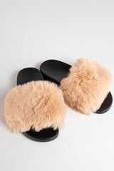 Natalie Beige Faux Fur Slider