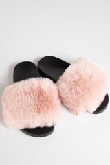 Natalie Pink Faux Fur Slider
