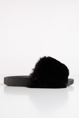 Natalie Black Faux Fur Slider