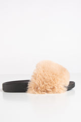 Natalie Beige Faux Fur Slider