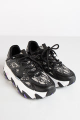 Mila Black Designer Inspired Lace Up Chunky Trainers