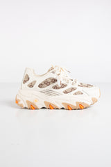 Mila Beige Designer Inspired Lace Up Chunky Trainers