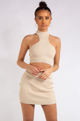 Renee Stone Halter Ribbed Skirt Co-Ord