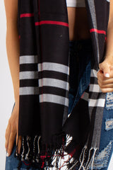 Black Classic Check Cashmere Scarf