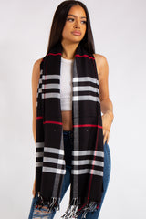 Black Classic Check Cashmere Scarf