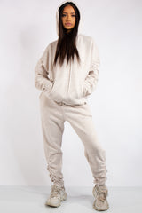 Layla Stone Ruched Oversized Tracksuit Loungewear Set