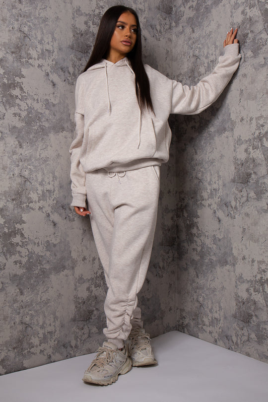 Layla Stone Ruched Oversized Tracksuit Loungewear Set