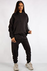 Layla Black Ruched Oversized Tracksuit Loungewear Set