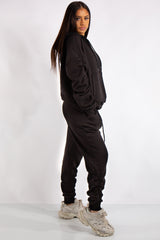 Layla Black Ruched Oversized Tracksuit Loungewear Set