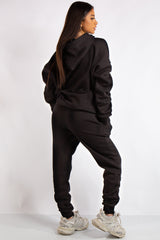Layla Black Ruched Oversized Tracksuit Loungewear Set