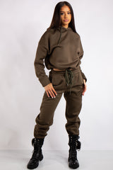 Riley Khaki Fleece Jersey Tracksuit Set