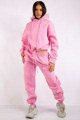 Riley Hot Pink Fleece Jersey Tracksuit Set