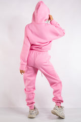 Riley Hot Pink Fleece Jersey Tracksuit Set